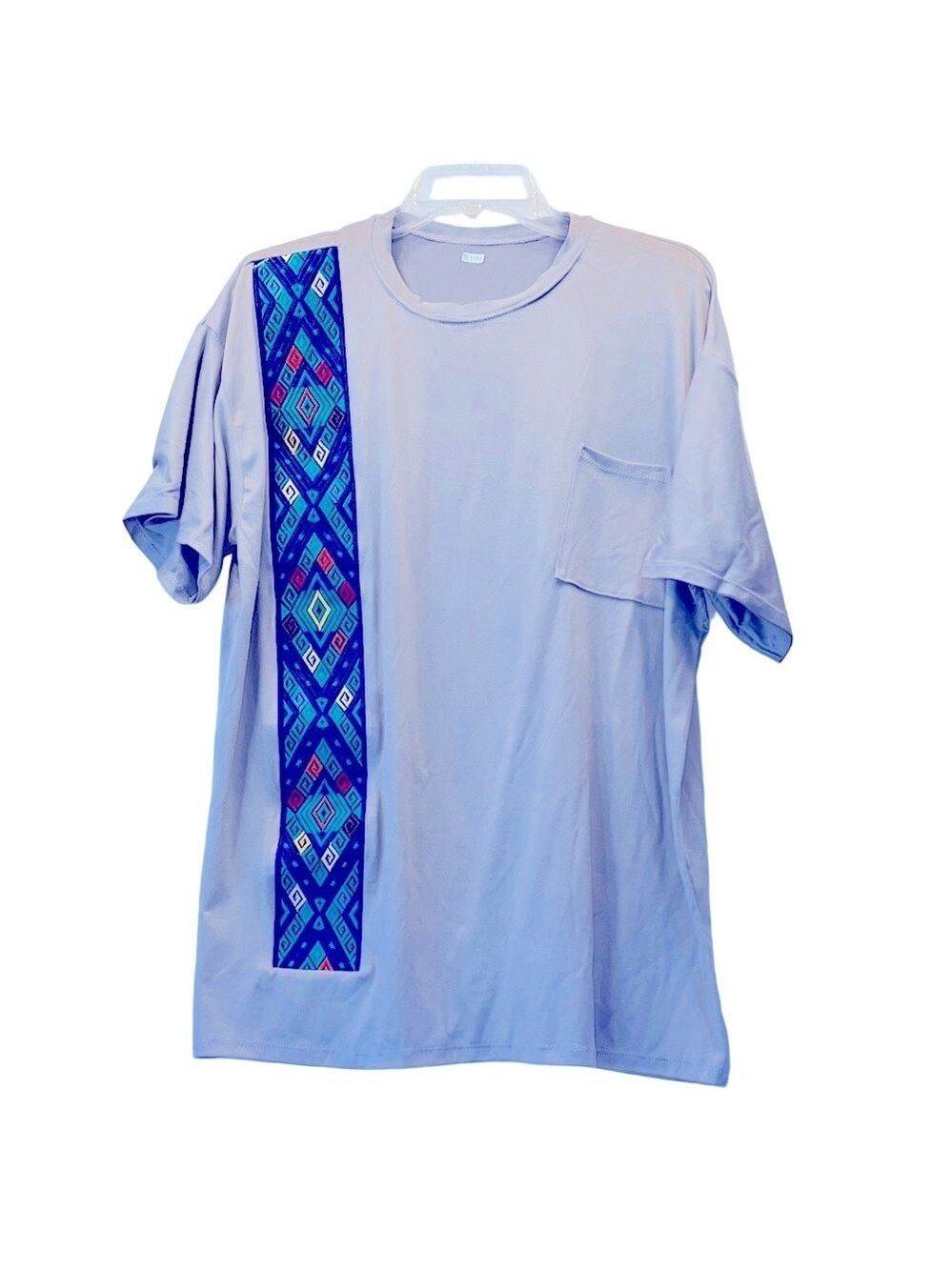 Men's Stylish Gray Tee with Geometric Pattern